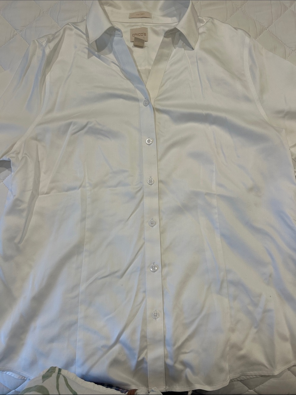 Chico's White Button-Front Collared Dress Shirt